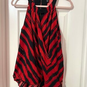 Kenneth Cole New York Red and Black Striped Blouse